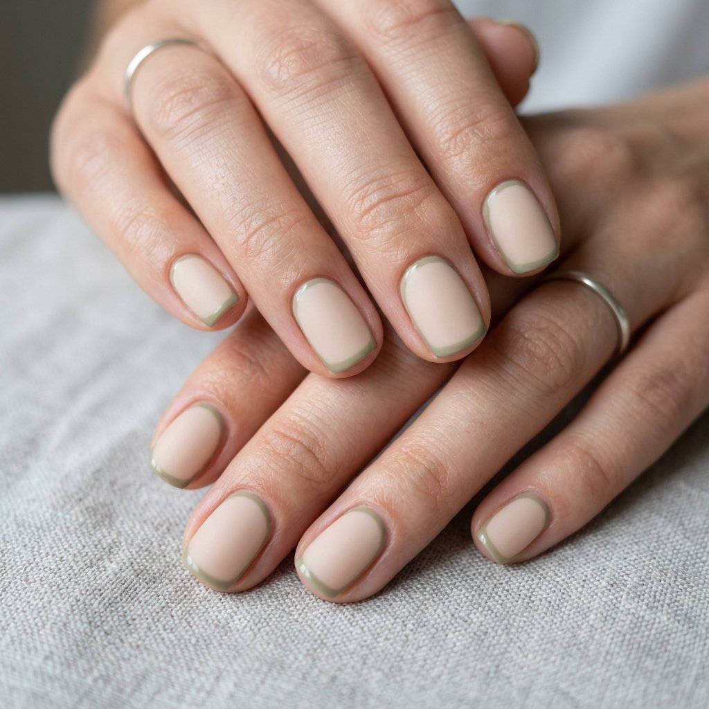 30 September Nails Ideas Perfect for Sweater Weather 18 Soft Khaki Border Details