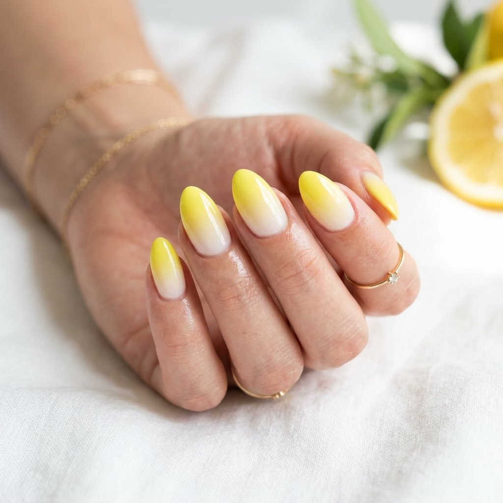 Lemon Yellow Ombre Nail Ideas