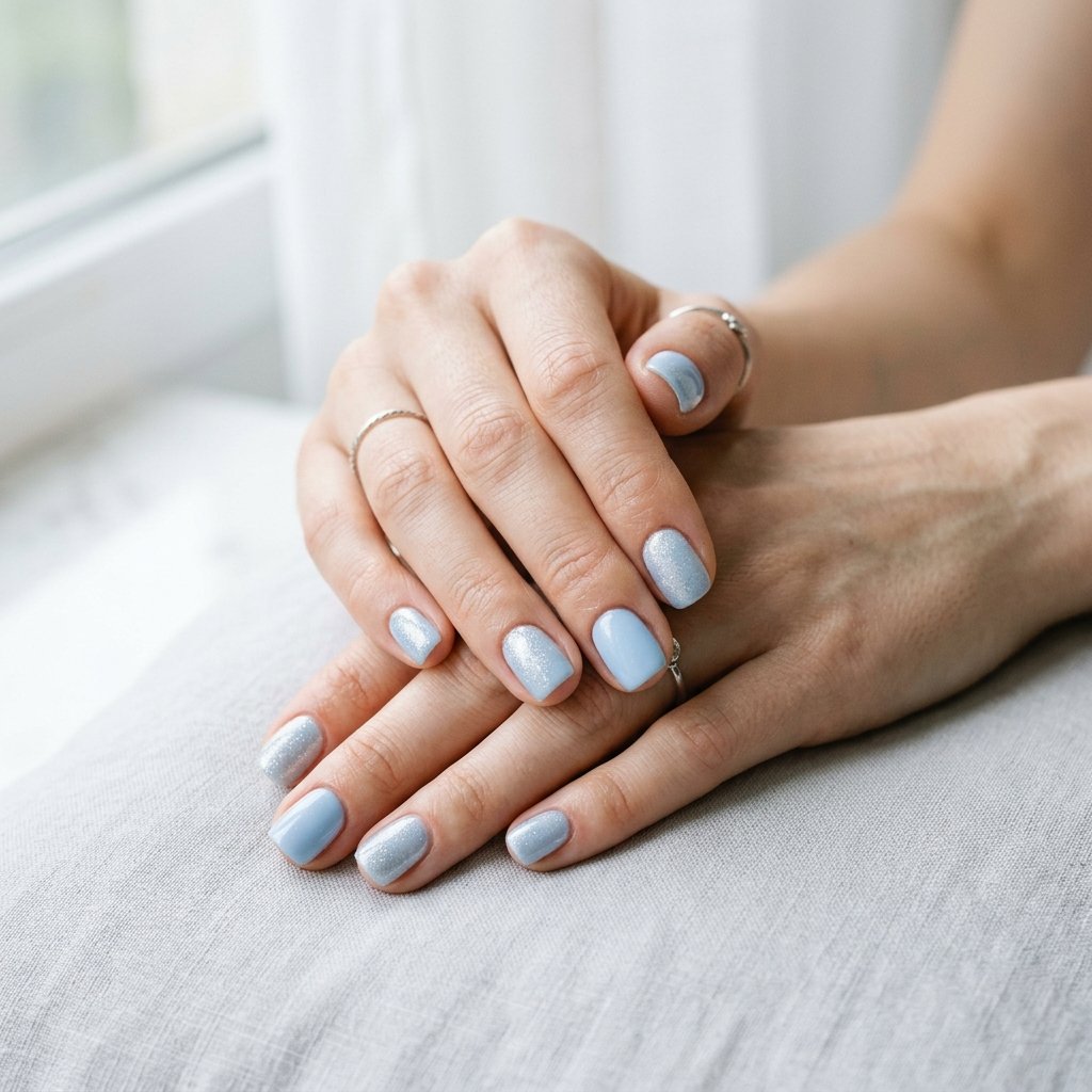 Light Blue and Silver Nail Designs