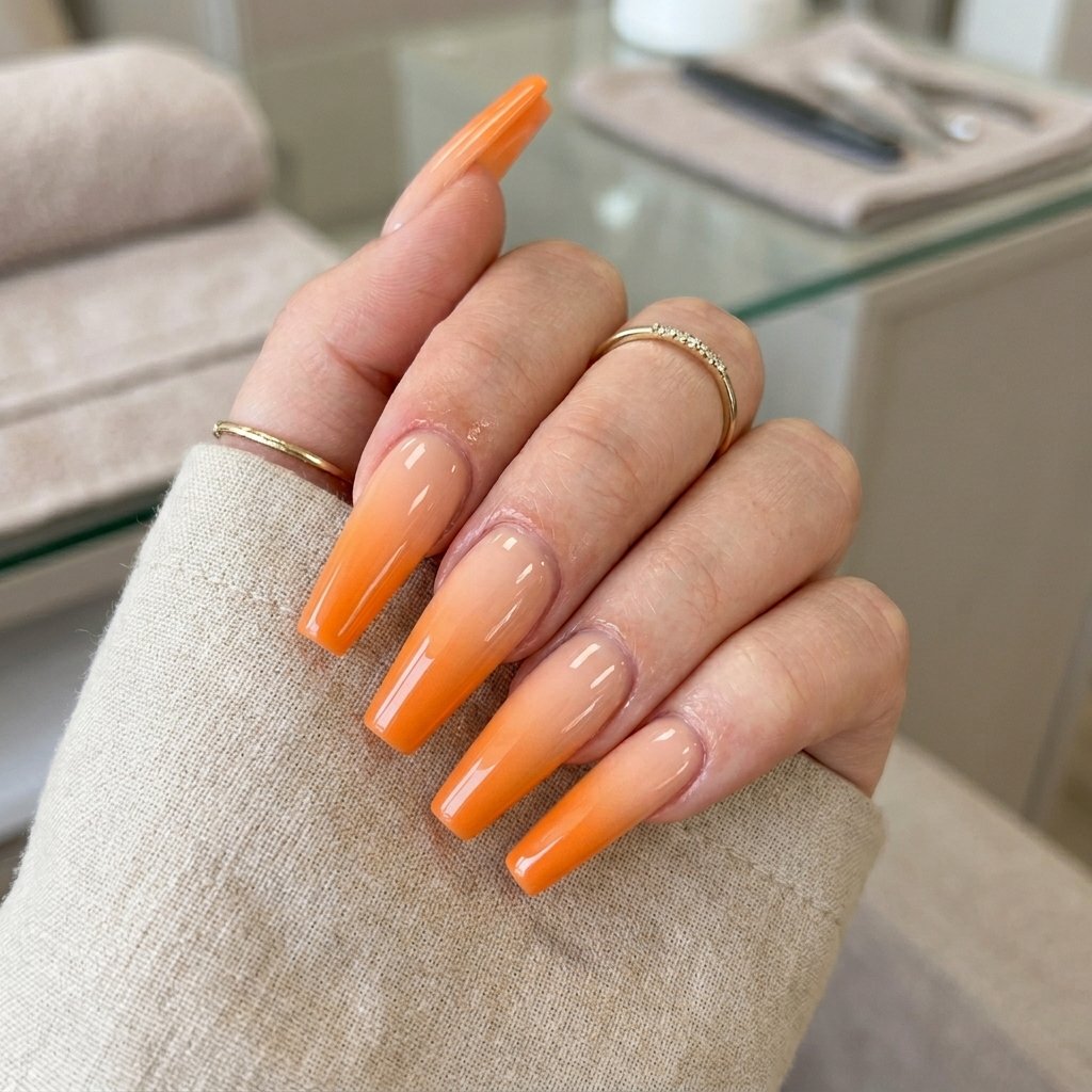 34 Best Orange Ombre Nails Ideas for Every Skin Tone & Season 2026 16 Orange Acrylic Ombre Nails Ideas