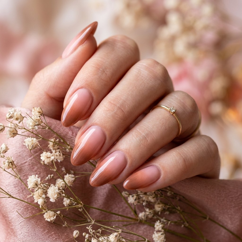 35 Gorgeous Fall Ombre Nails Ideas for Every Mood 17 Soft Pink to Brown Ombre Nail Ideas