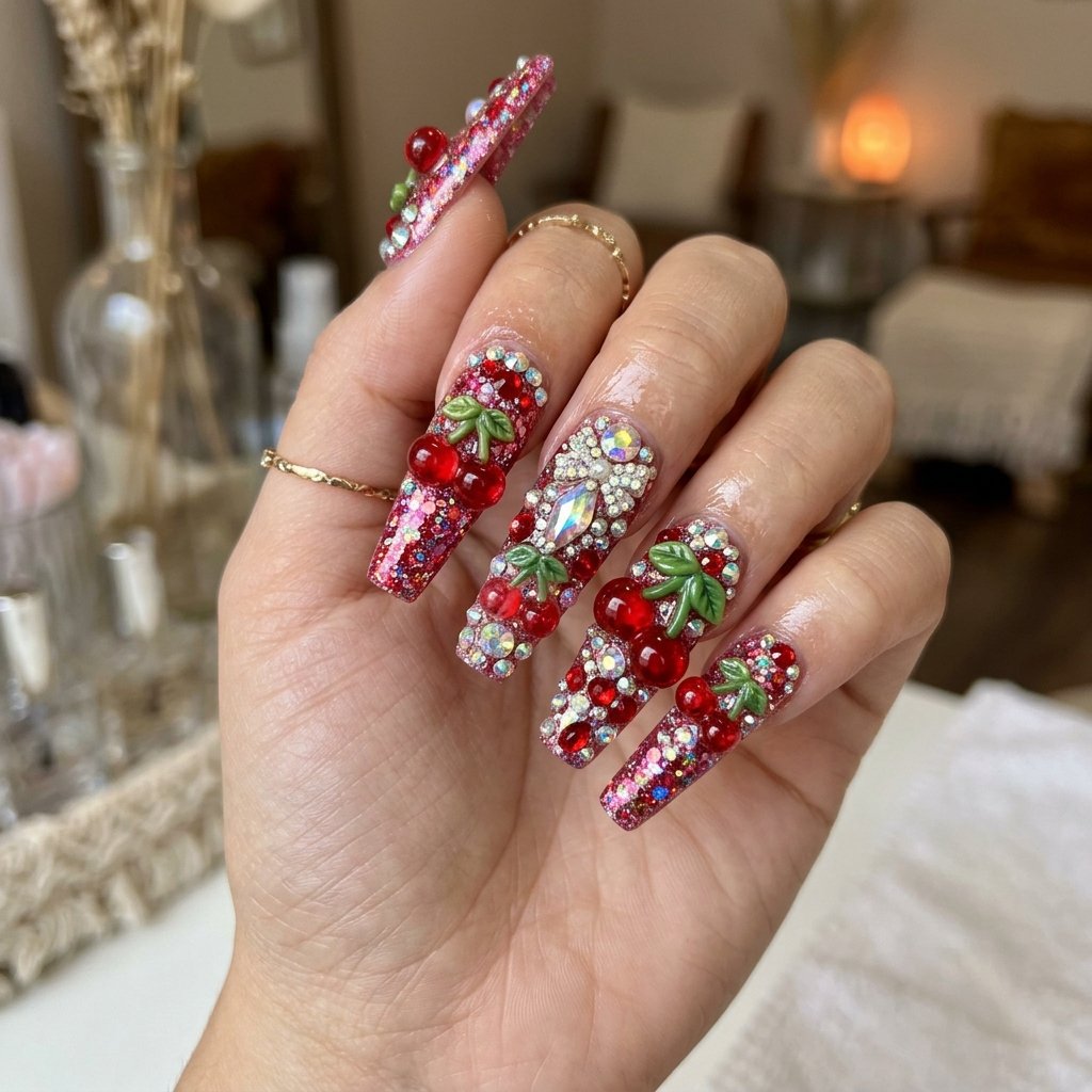 35 Cherry French Tip Nails Ideas You'll Want to Copy Right Now 36 Bold Statement Cherry Tips