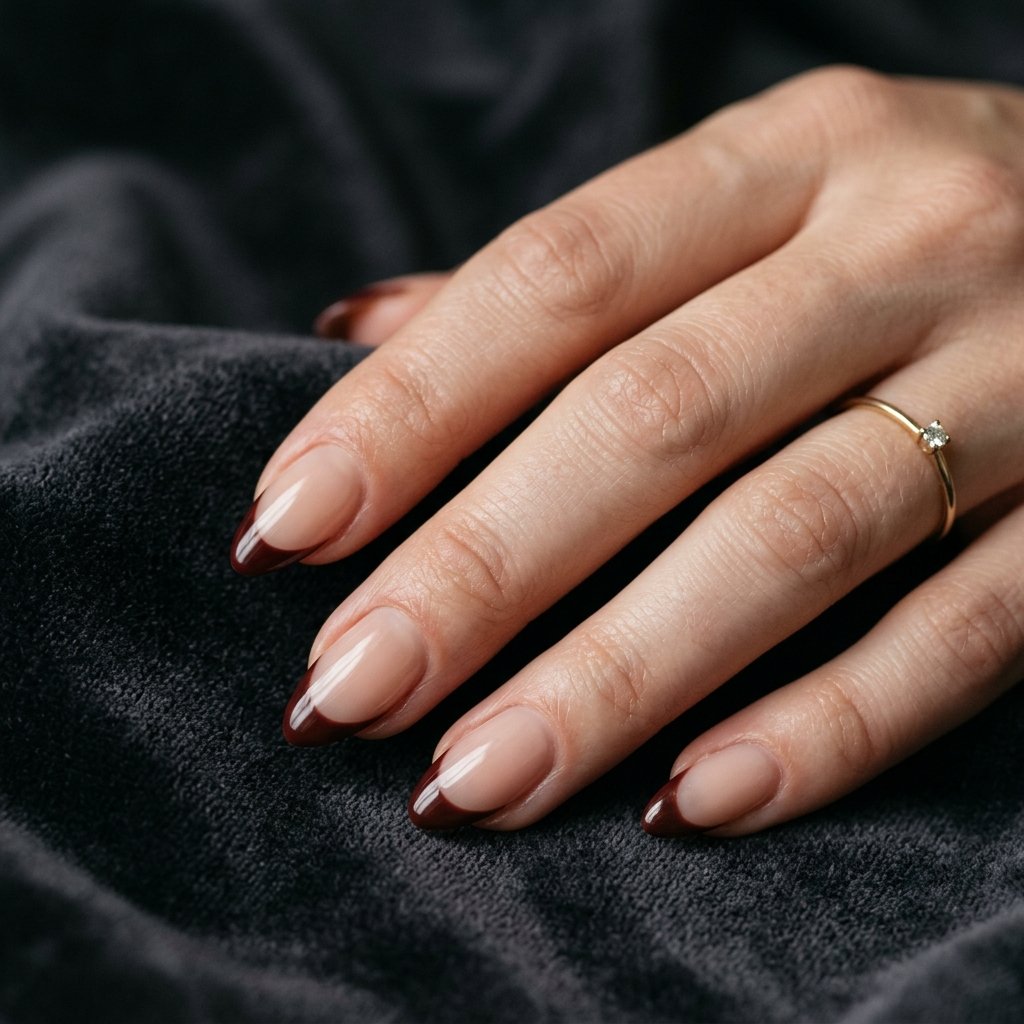 35 Cherry French Tip Nails Ideas You'll Want to Copy Right Now 6 Cherry Mocha Tips