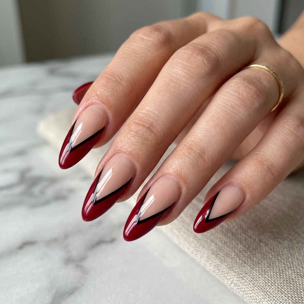 35 Cherry French Tip Nails Ideas You'll Want to Copy Right Now 21 V Tip Cherry Nails