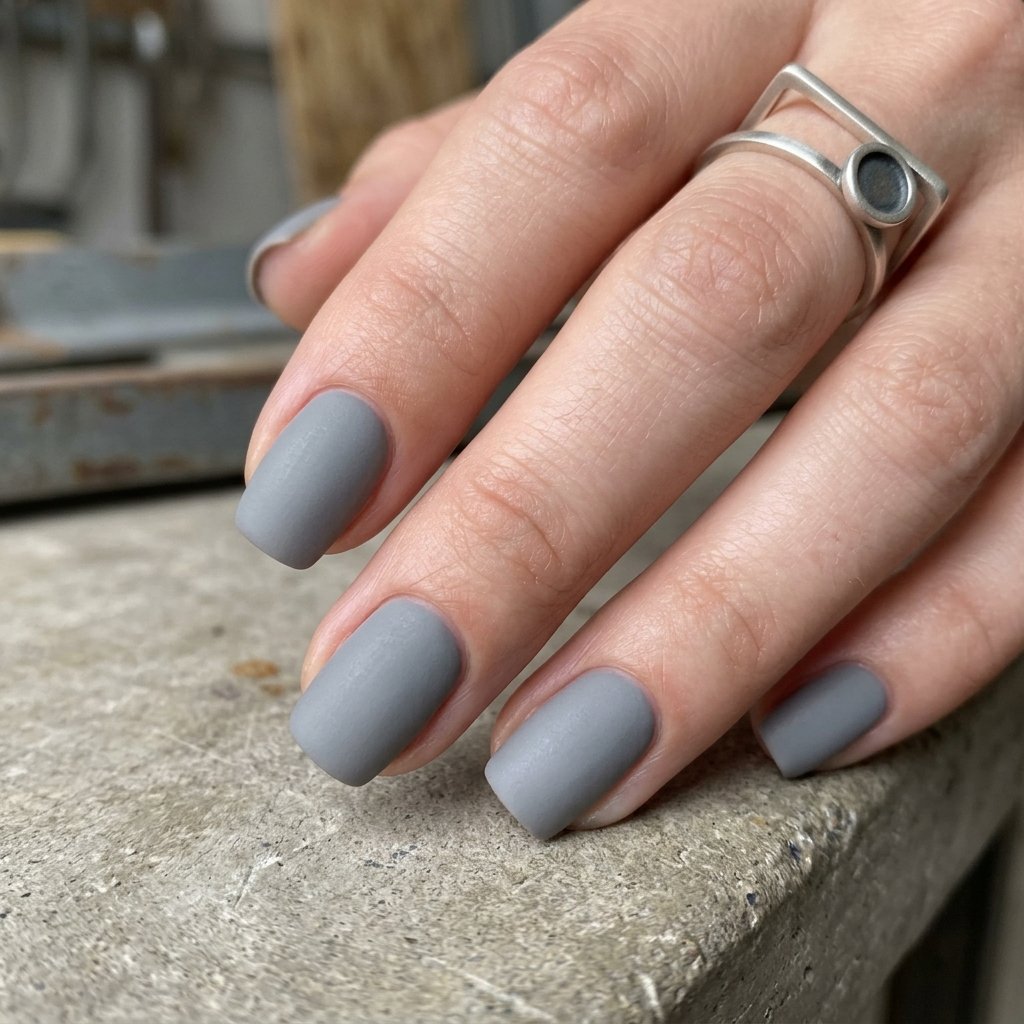 September Nails Art: 30 Elegant Early Autumn Looks 18 Concrete Gray Matte Finish