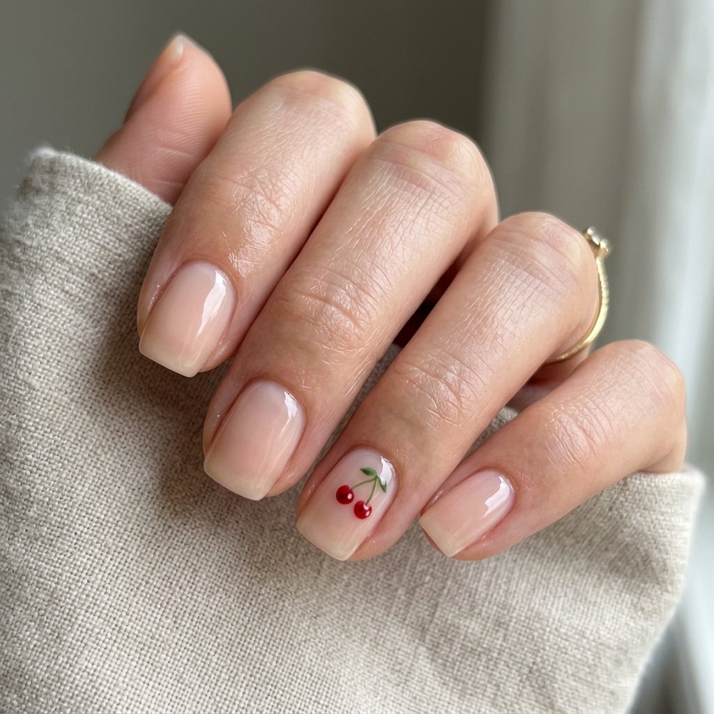 35 Cherry French Tip Nails Ideas You'll Want to Copy Right Now 10 Micro Cherry Accents