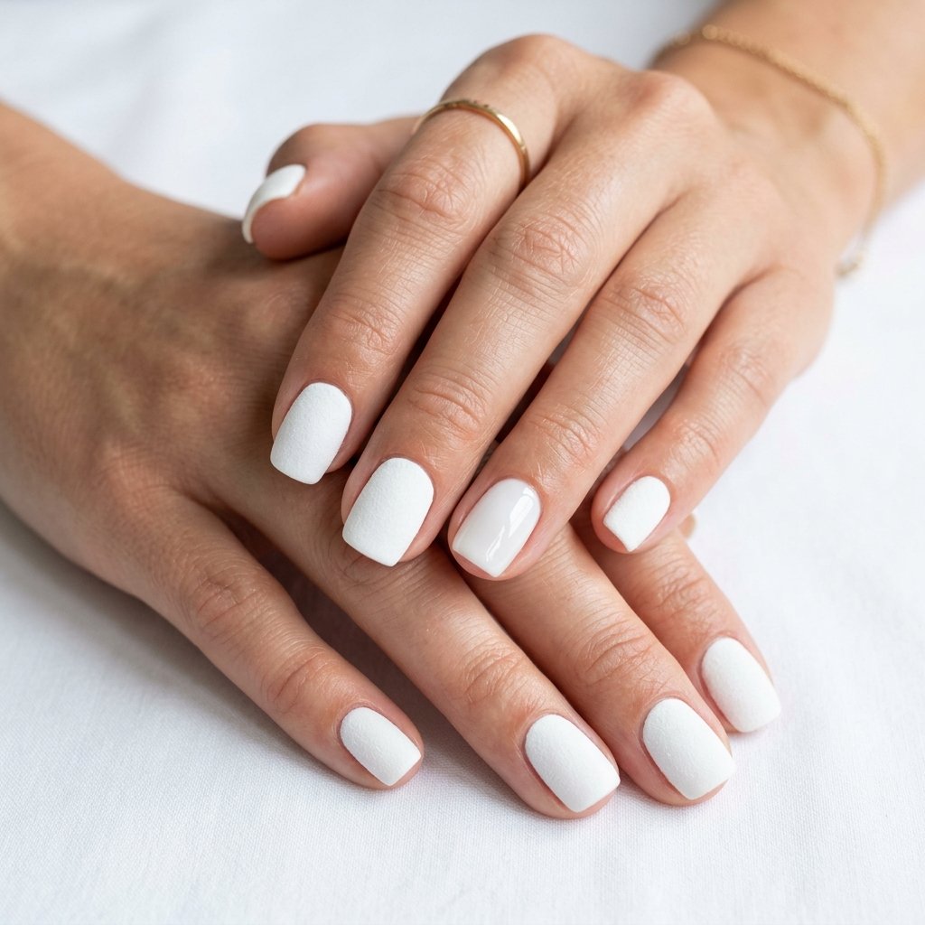 Matte White Snow Nails
