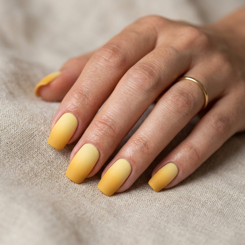 Matte yellow ombre nails 202606082358