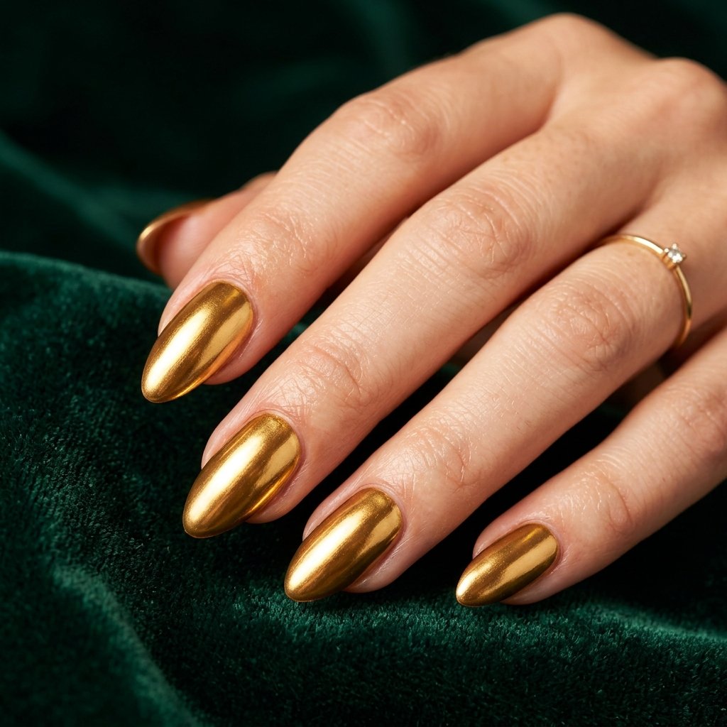 Metallic Gold Winter Nails