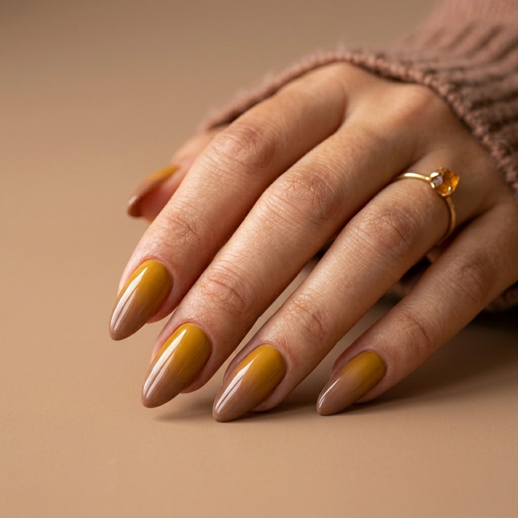 Mustard Yellow Ombre Nail Ideas