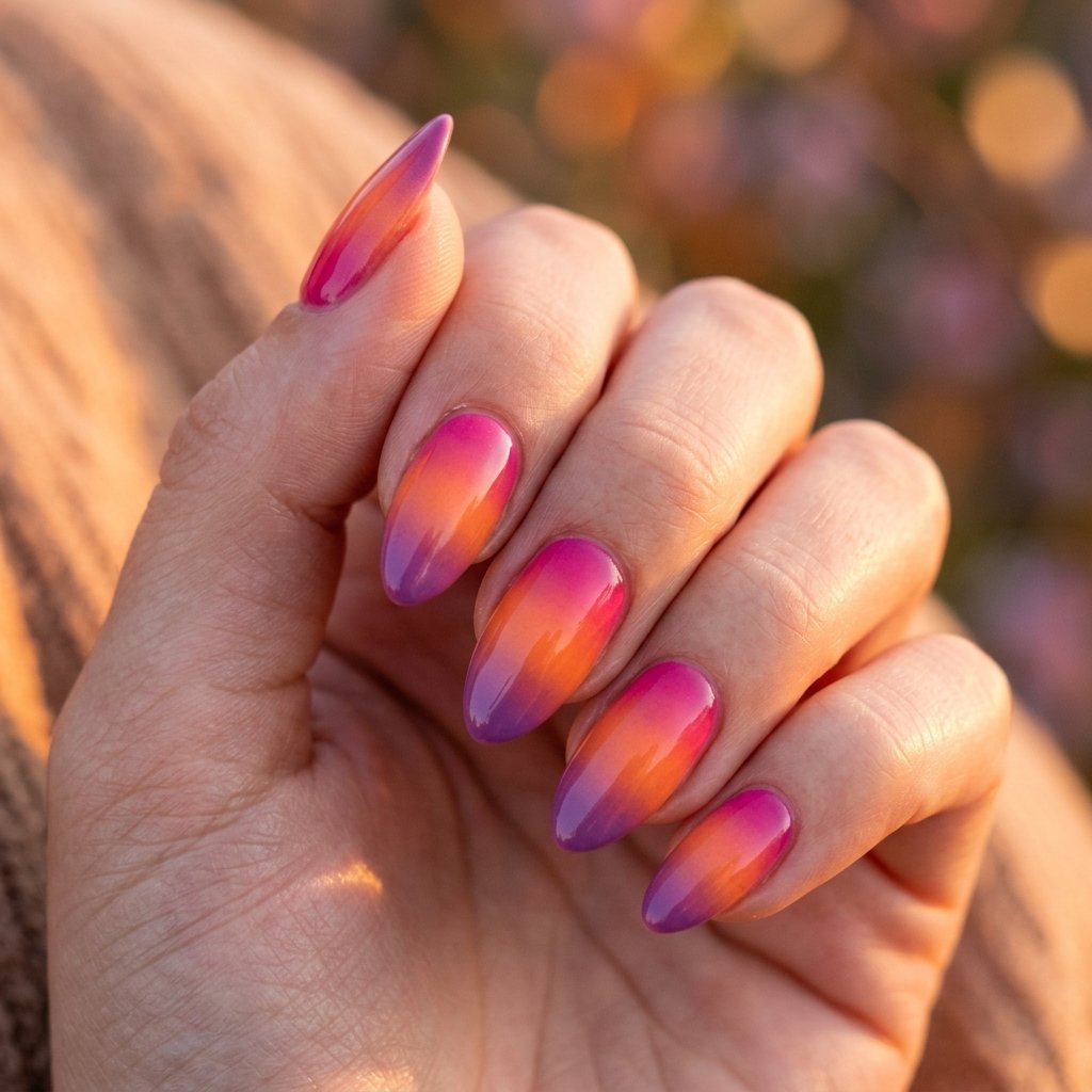 35 Gorgeous Fall Ombre Nails Ideas for Every Mood 23 Sunset Ombre Nail Ideas