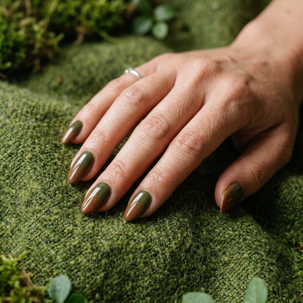 35 Gorgeous Fall Ombre Nails Ideas for Every Mood 14 Olive Green Ombre Nail Ideas