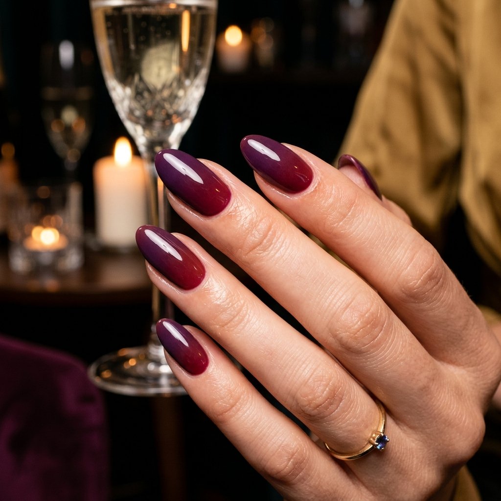 35 Gorgeous Fall Ombre Nails Ideas for Every Mood 33 Deep Plum Ombre Nail Ideas