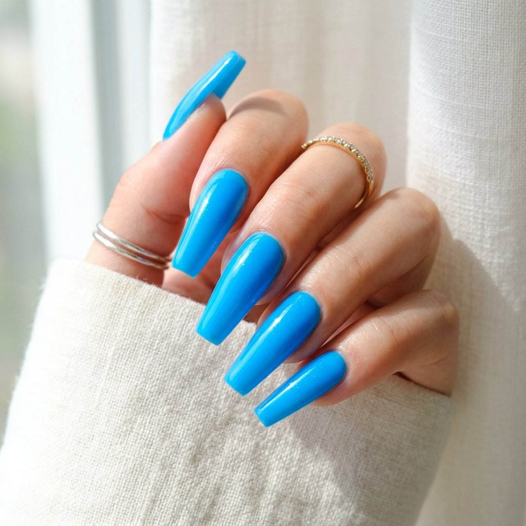 30 Gorgeous Neon Blue Nails Ideas You Will Actually Want to Wear 3 Neon Blue Acrylic Nails