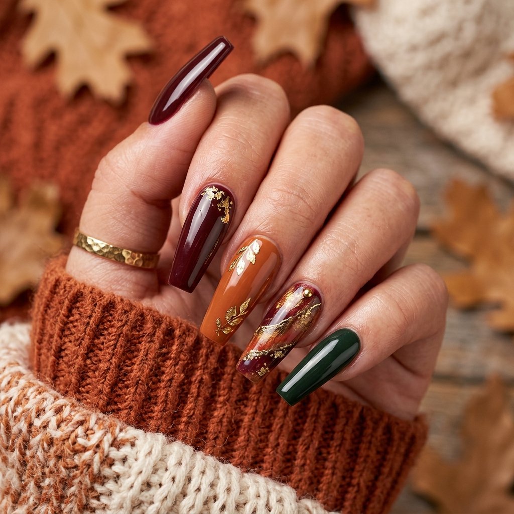 35 Best Thanksgiving Nails Ideas You Need to Try This Year 2026 6 Acrylic Thanksgiving Nail Ideas