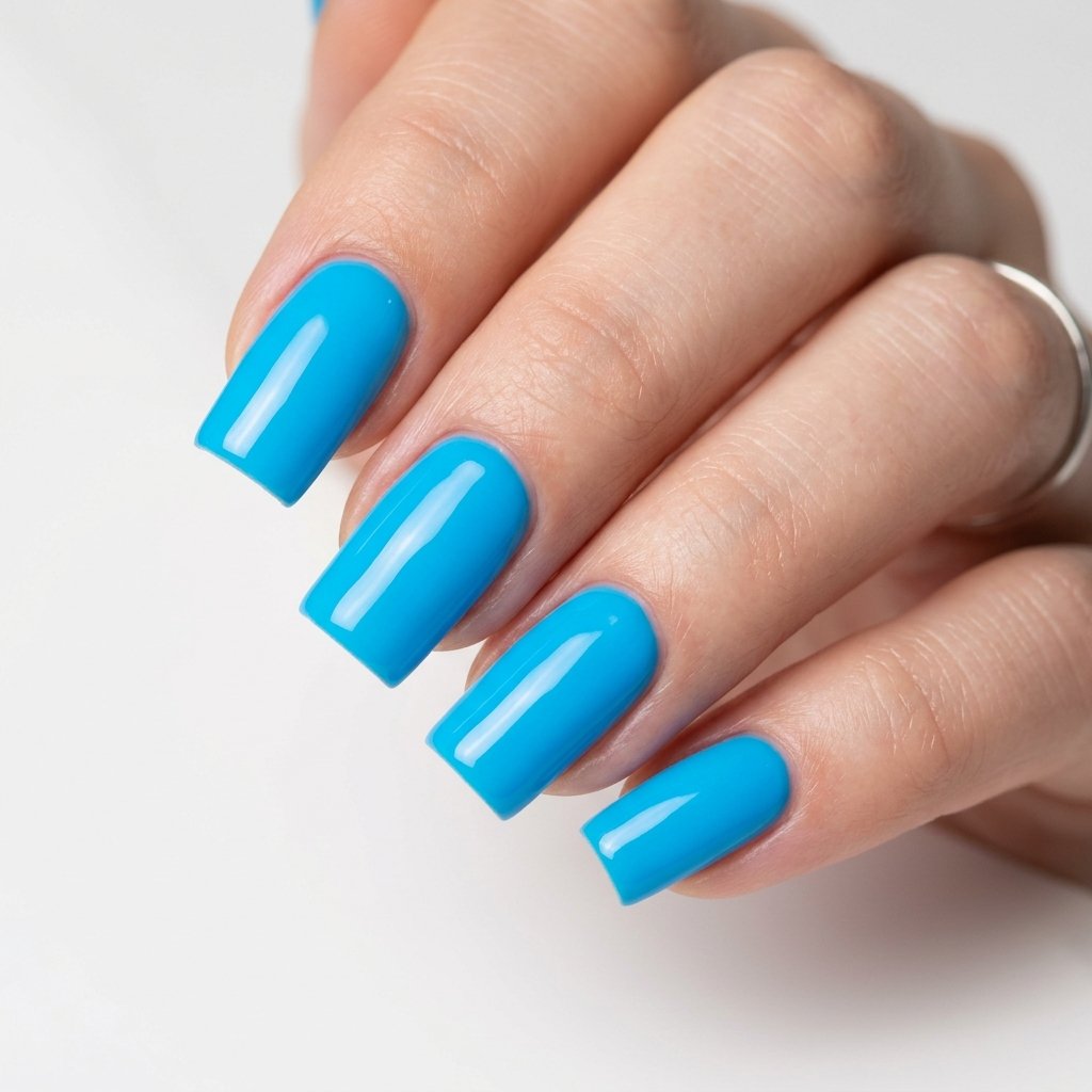 30 Gorgeous Neon Blue Nails Ideas You Will Actually Want to Wear 11 Neon Blue Square Nails
