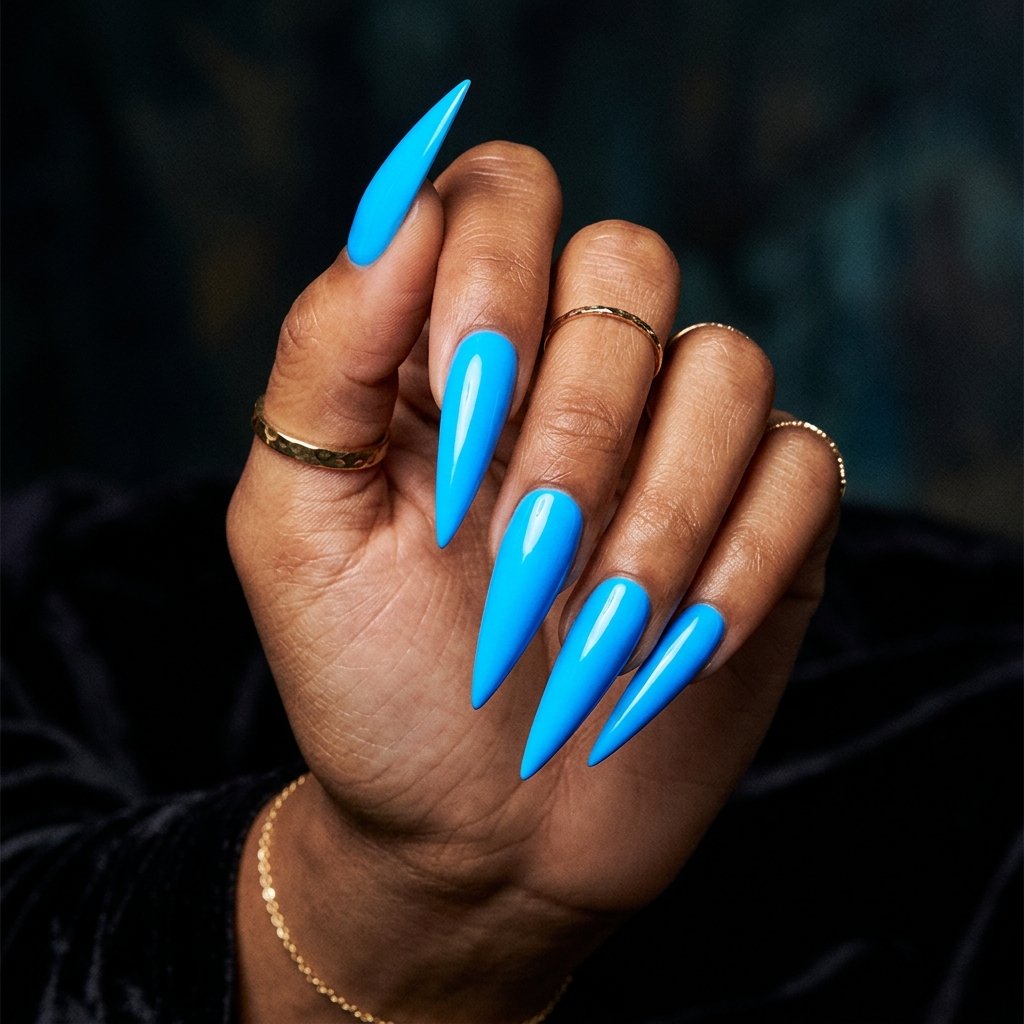 30 Gorgeous Neon Blue Nails Ideas You Will Actually Want to Wear 10 Neon Blue Stiletto Nails