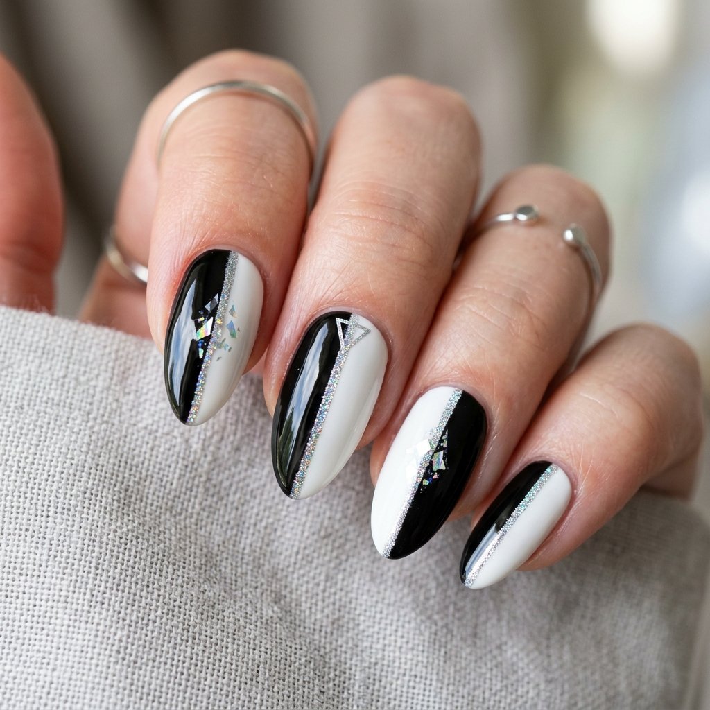 Black and White Winter Nails