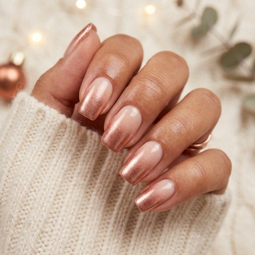 Nude Ombre Christmas Nail Ideas