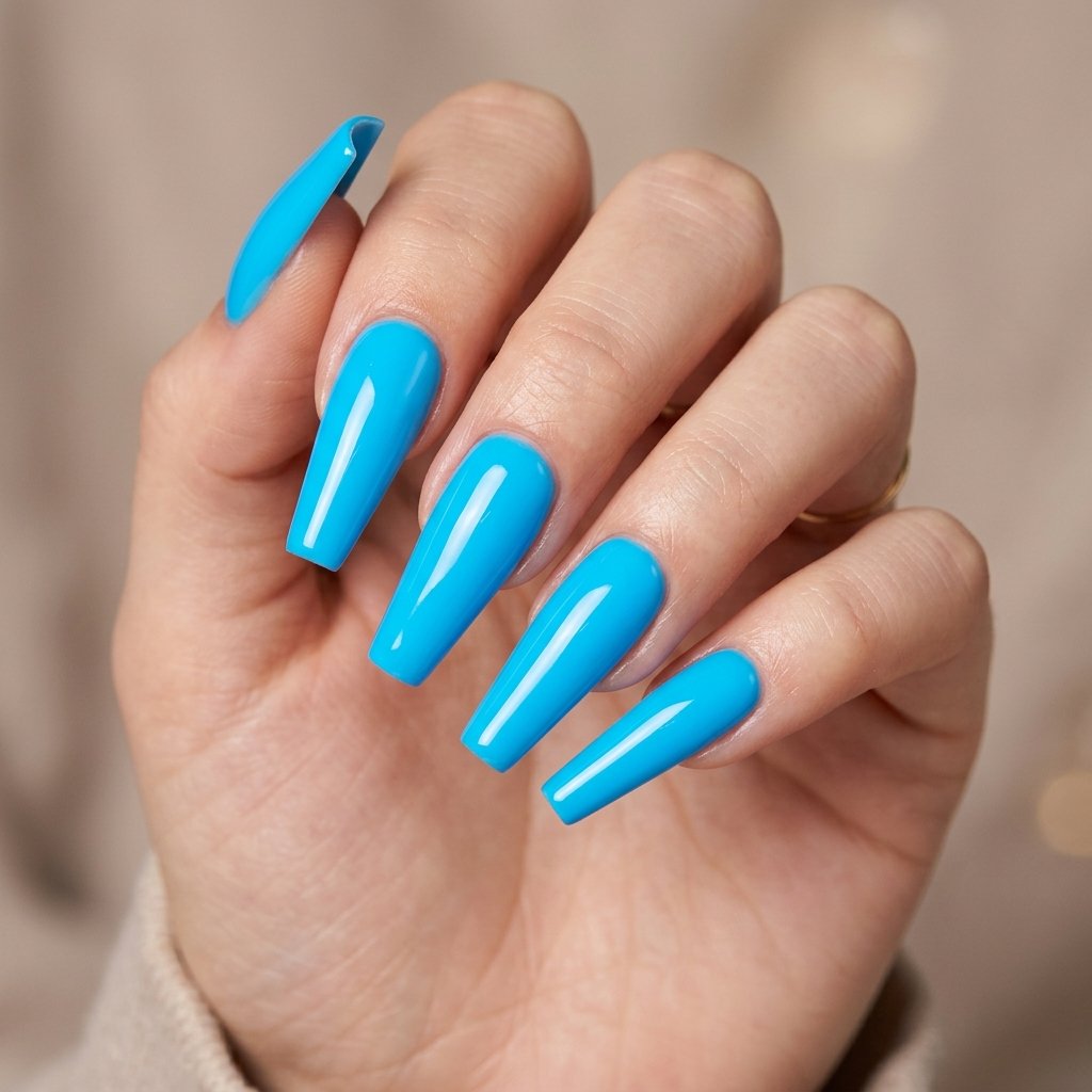 30 Gorgeous Neon Blue Nails Ideas You Will Actually Want to Wear 7 Neon Blue Coffin Nails