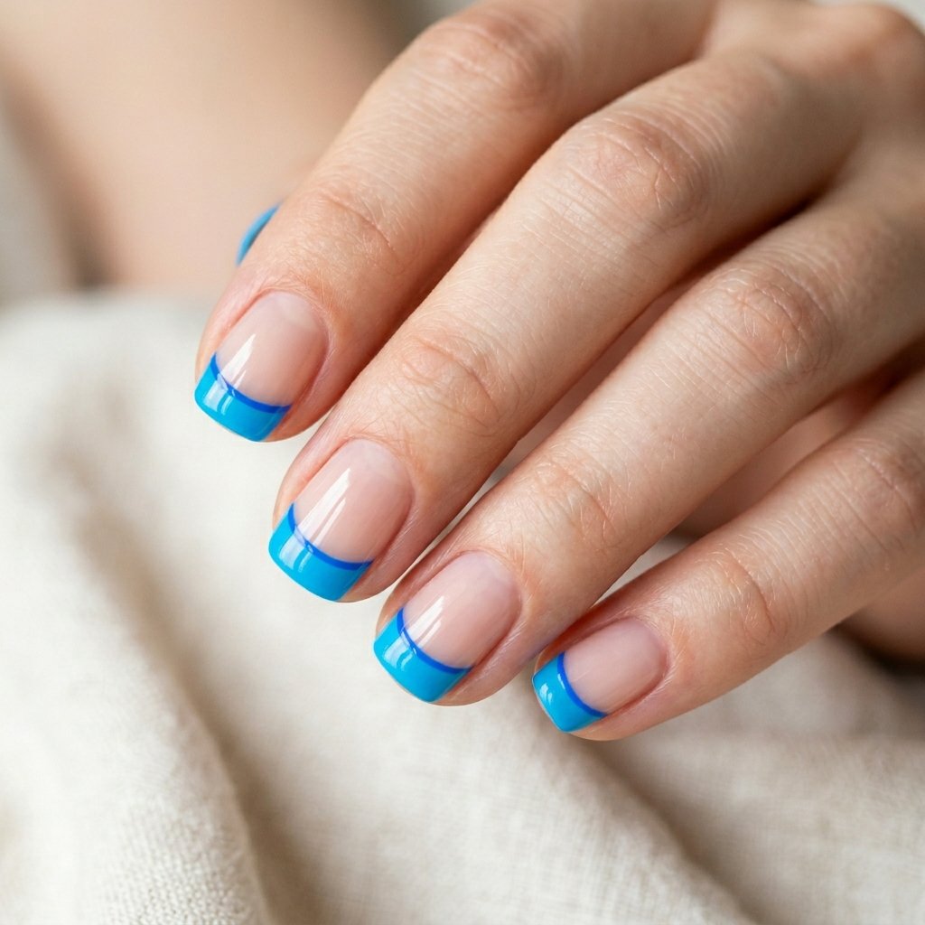 30 Gorgeous Neon Blue Nails Ideas You Will Actually Want to Wear 4 Neon Blue French Tip Nails