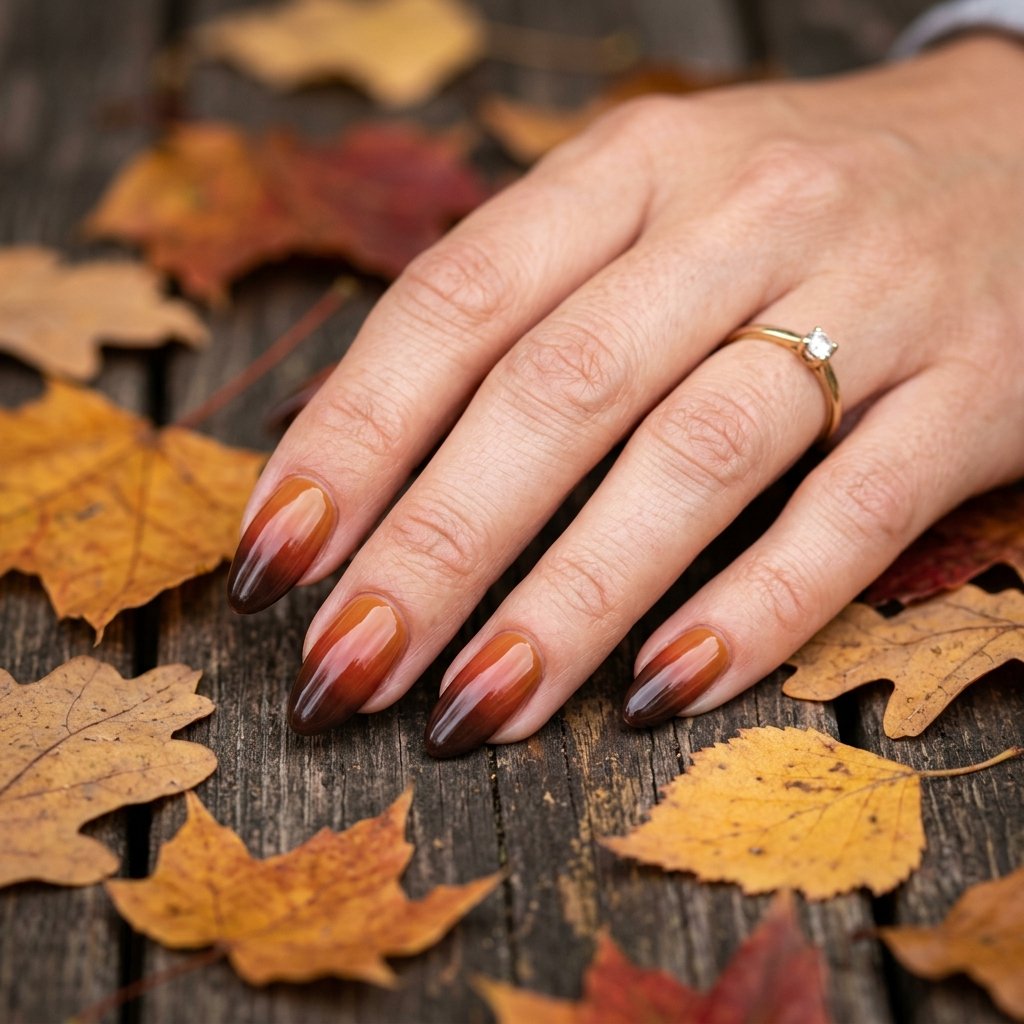 35 Gorgeous Fall Ombre Nails Ideas for Every Mood 13 Three-Color Fall Ombre Nail Ideas