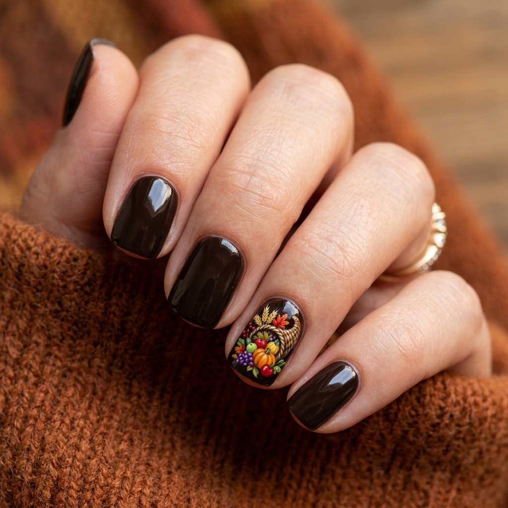 35 Best Thanksgiving Nails Ideas You Need to Try This Year 2026 18 Cornucopia Nail Art Ideas