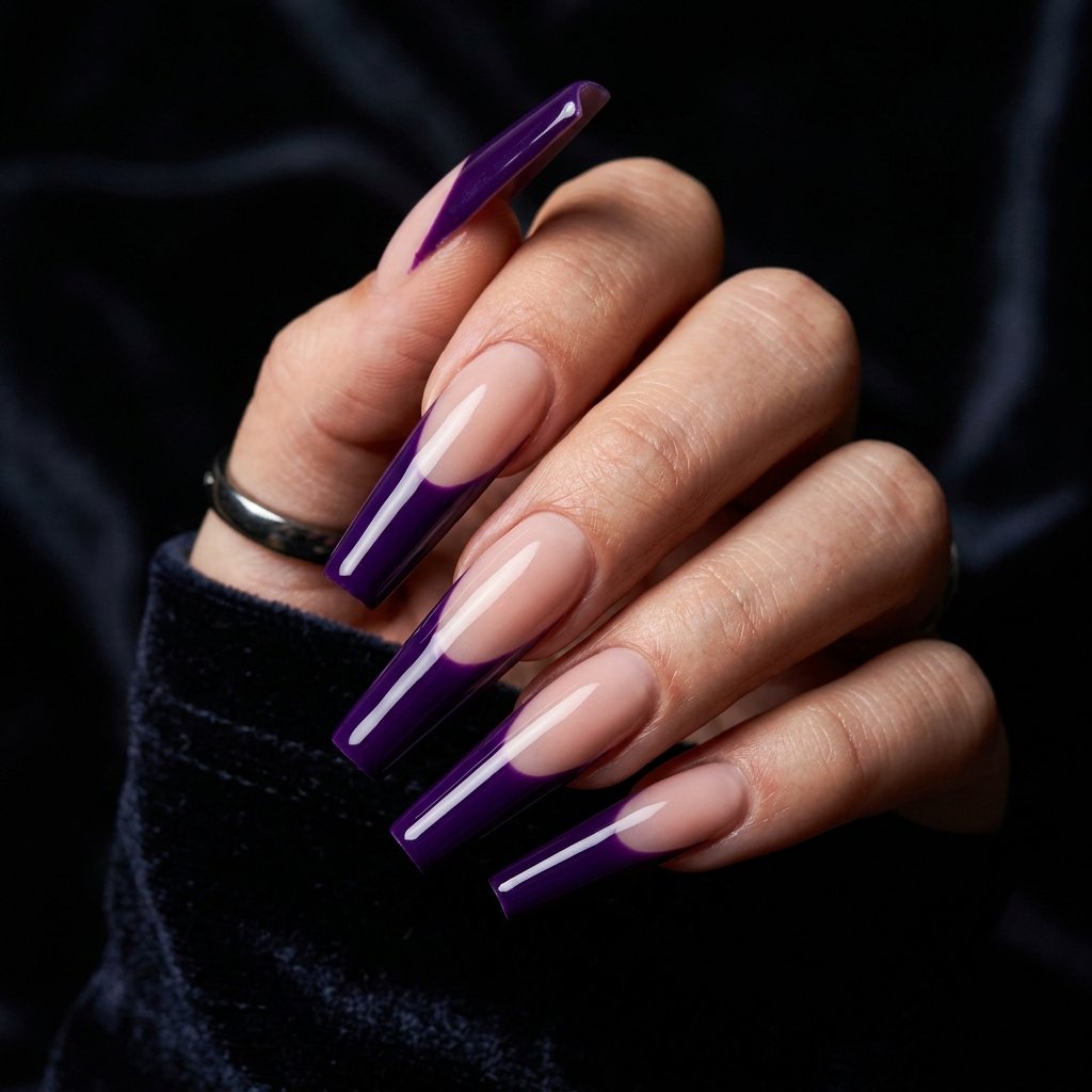 34 Fresh Purple French Tip Nails Ideas You Have Not Seen Before 15 Long Purple French Tip Nails Ideas