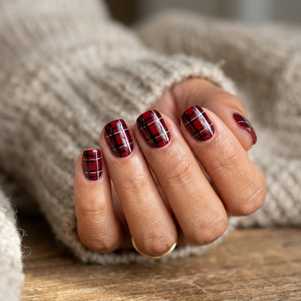 Plaid Winter Nails
