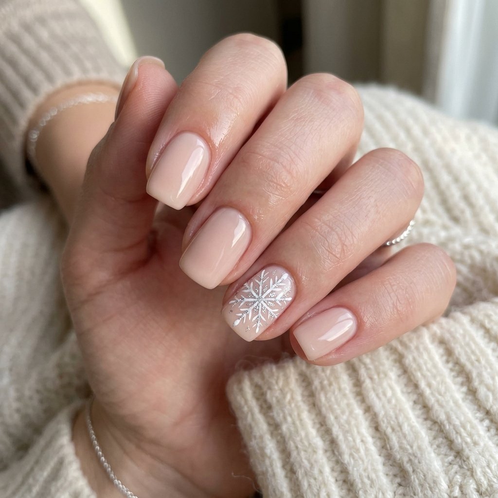 Nude Snowflake Nail Ideas