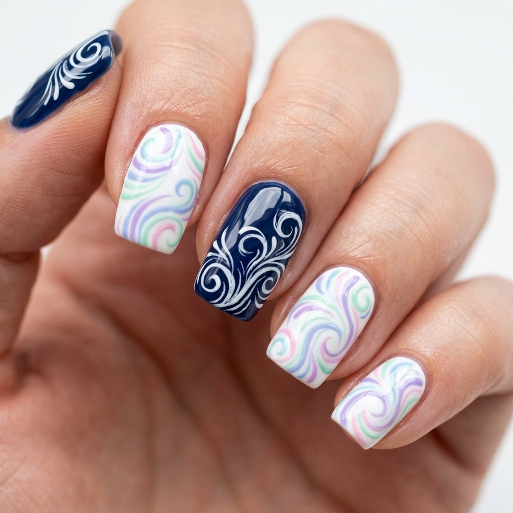 35 Top Simple Summer Nail Designs to Try Before the Season Ends 25 Swirl Nail Designs for Summer