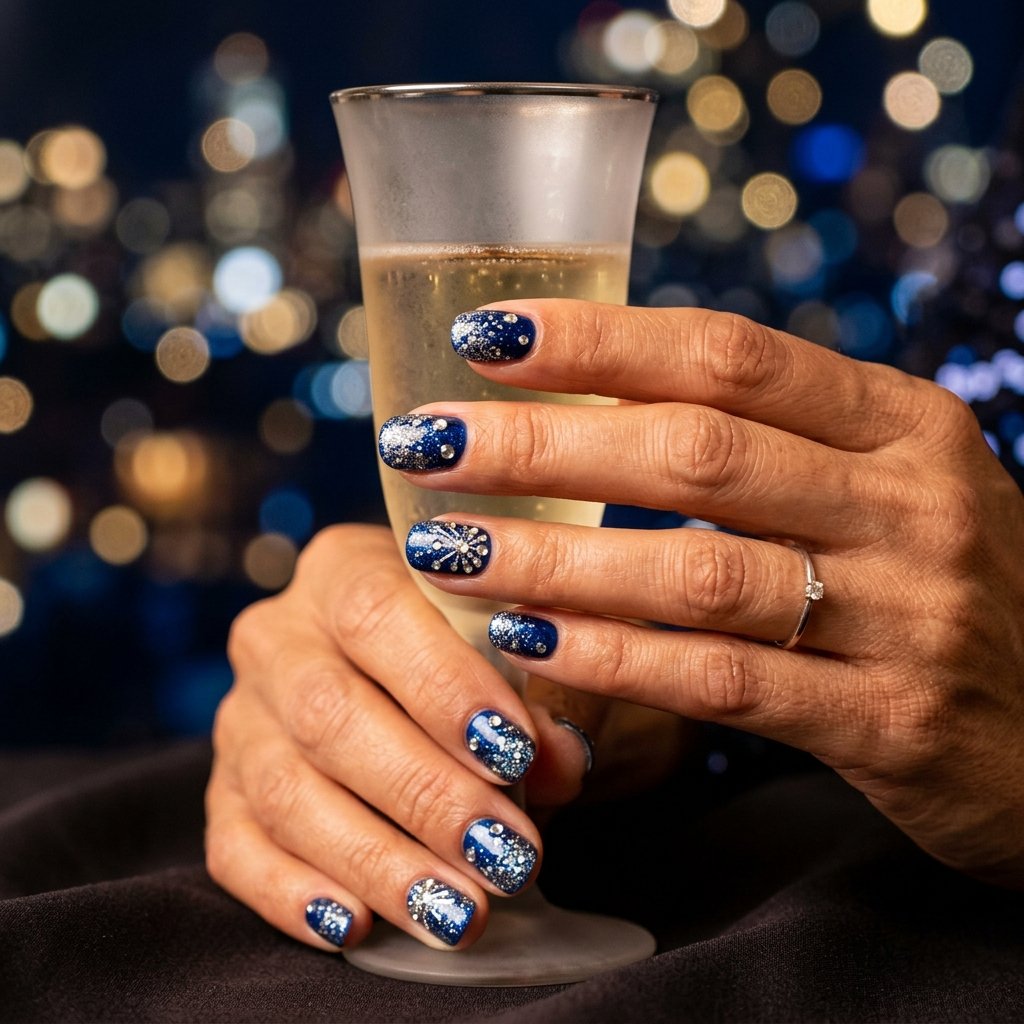 Blue and Silver New Year Nail Designs