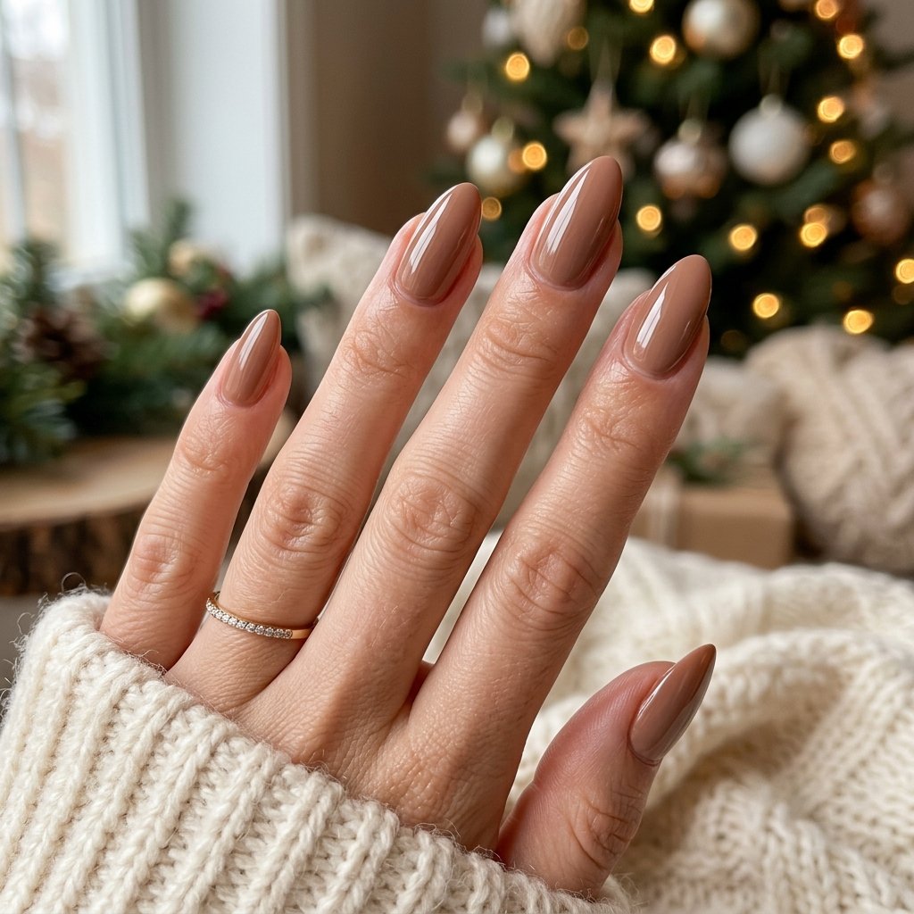 Nude Gel Christmas Nail Ideas
