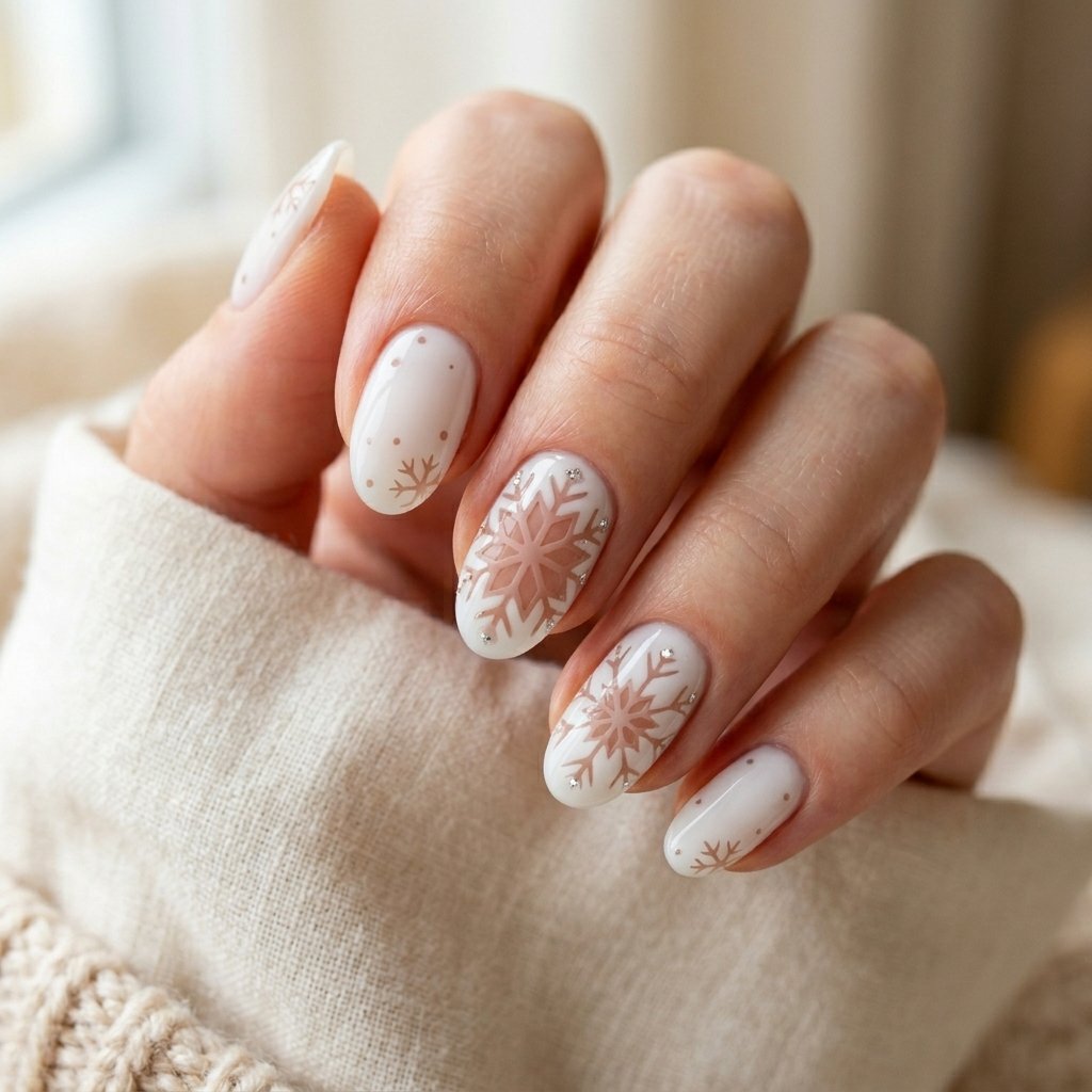 Nude Negative Space Christmas Nail Ideas