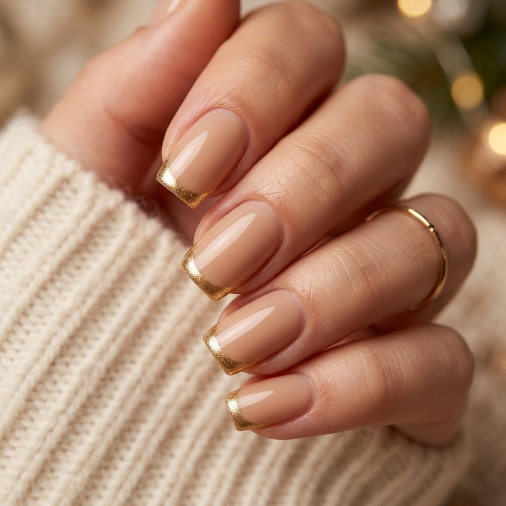 Nude French Tip Christmas Nail Ideas