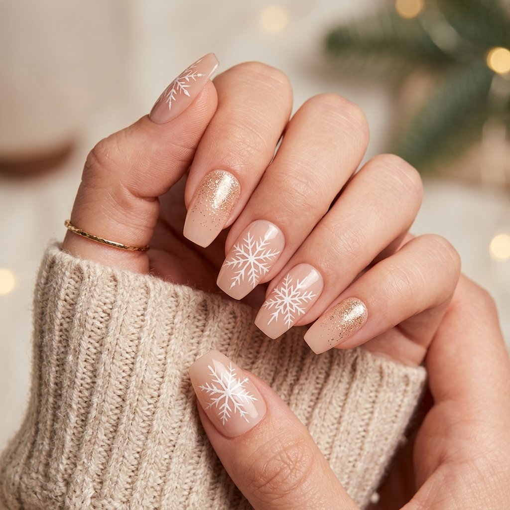 Nude Press-On Christmas Nail Ideas