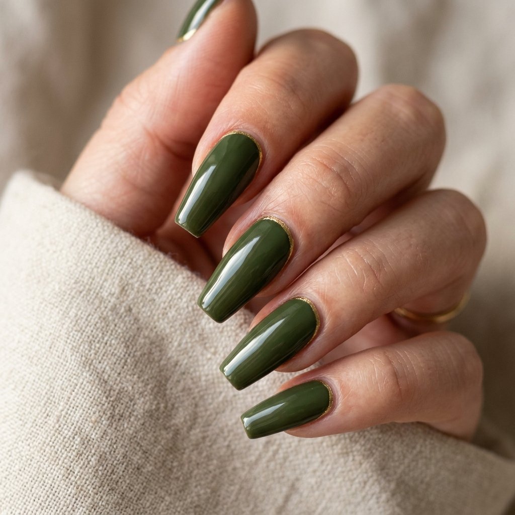 Deep Olive Green Nail Ideas