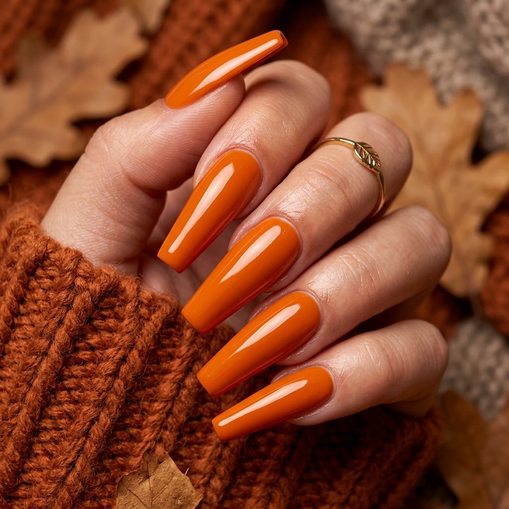 35 Modern Orange Fall Nails Ideas From Rust to Pumpkin 12 Orange Acrylic Nail Ideas
