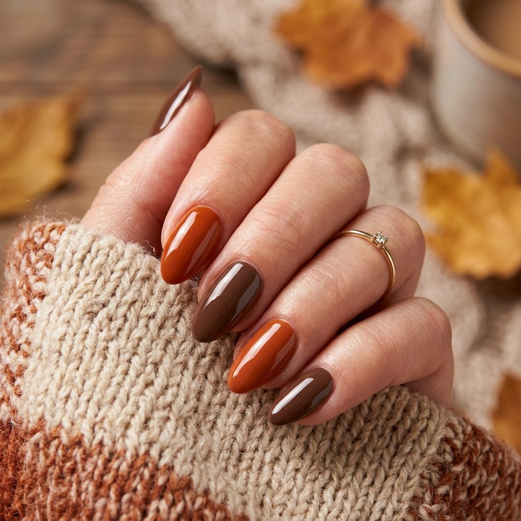35 Modern Orange Fall Nails Ideas From Rust to Pumpkin 7 Orange and Brown Nail Ideas