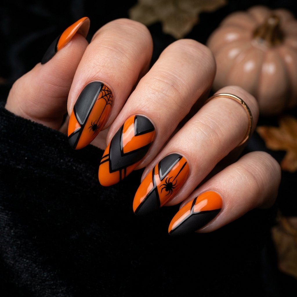 35 Modern Orange Fall Nails Ideas From Rust to Pumpkin 16 Orange and Black Halloween Nail Ideas