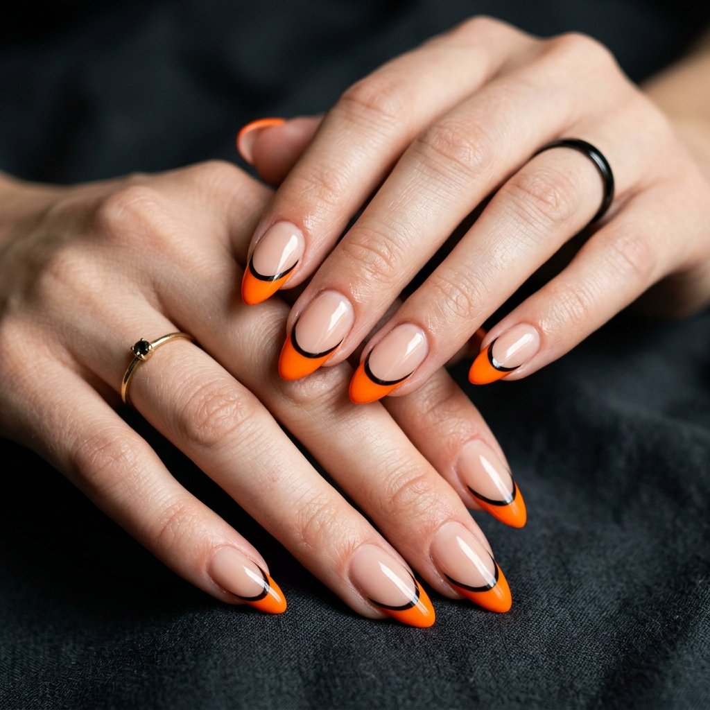 32 Awesome Orange French Tip Nails: The Only Inspo List You Need 13 Orange and Black French Tip Nails