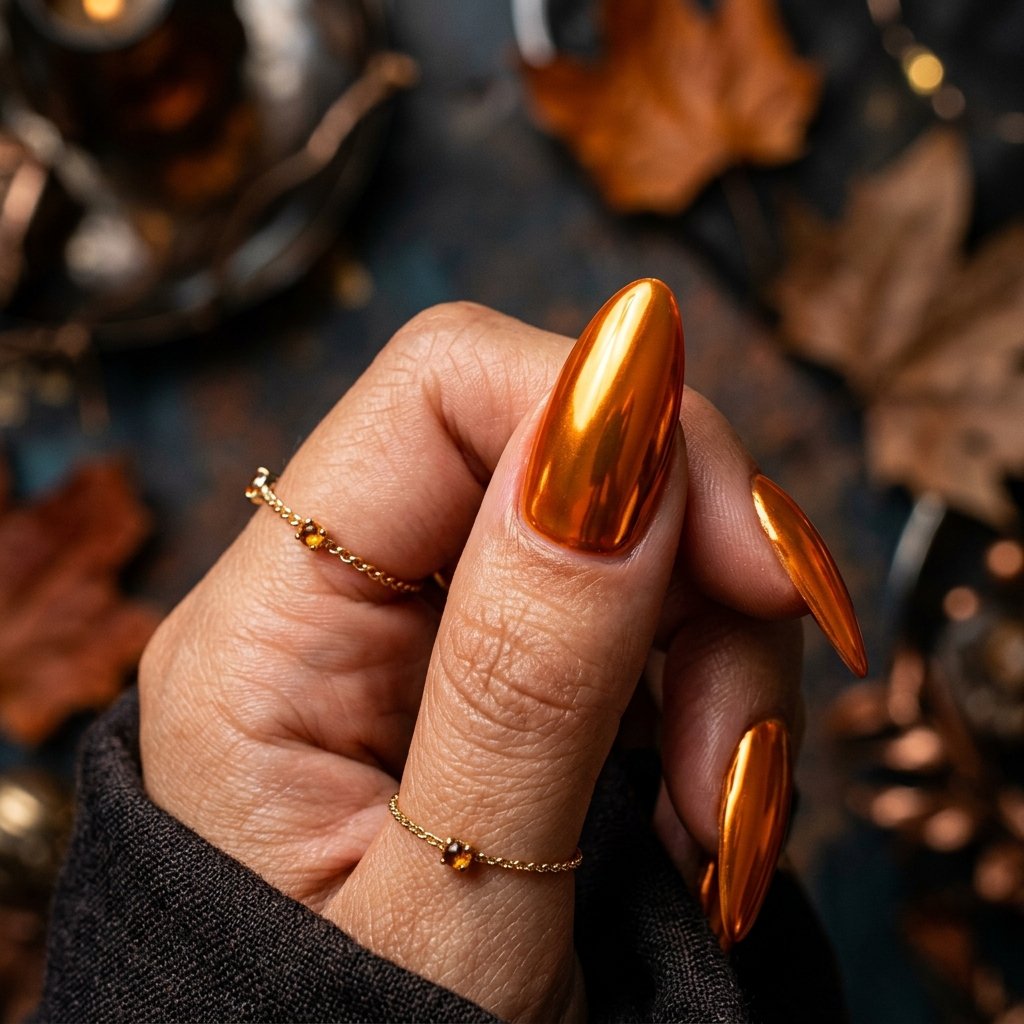 35 Modern Orange Fall Nails Ideas From Rust to Pumpkin 30 Orange Chrome Nail Ideas