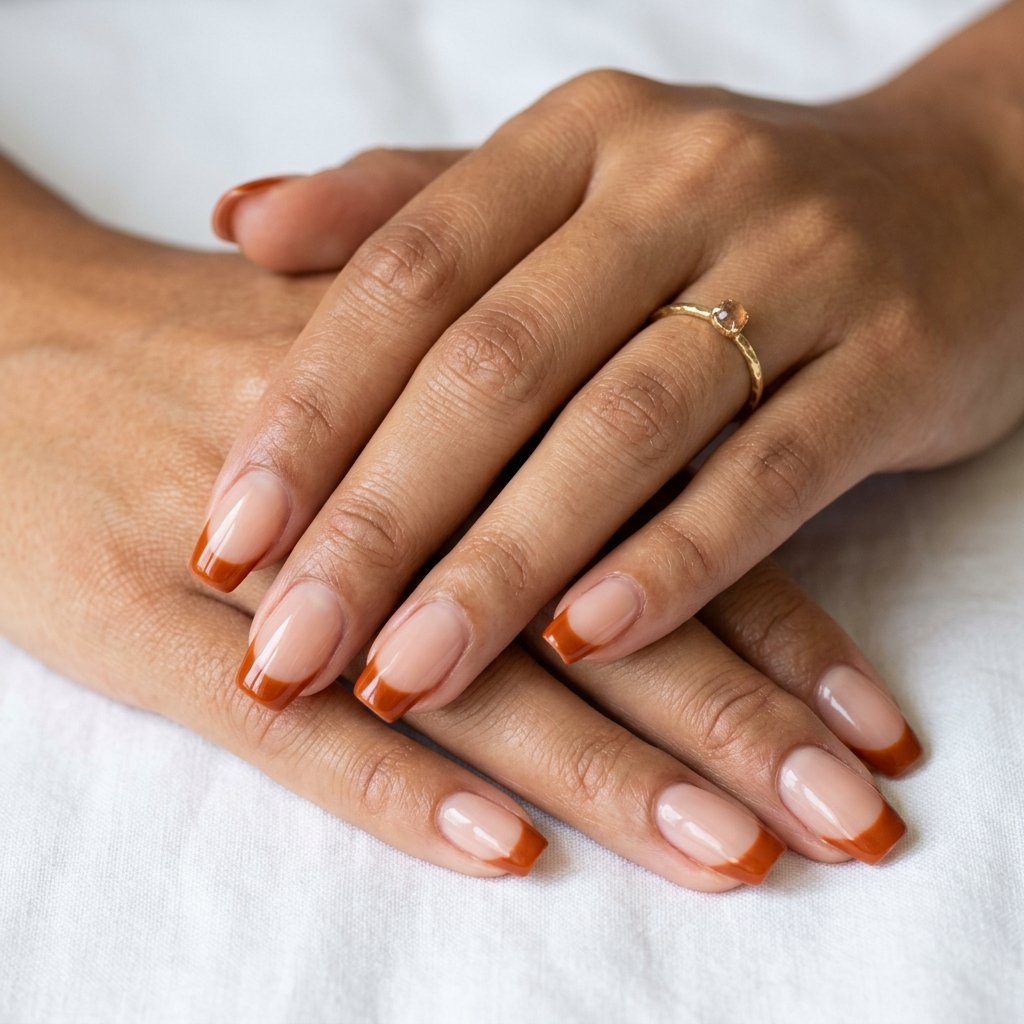 32 Awesome Orange French Tip Nails: The Only Inspo List You Need 2 Burnt Orange French Tip Nails