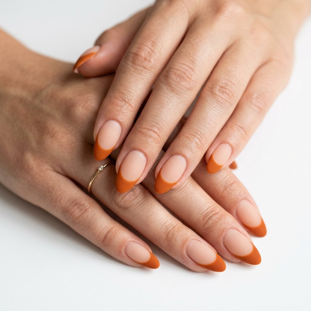 32 Awesome Orange French Tip Nails: The Only Inspo List You Need 10 Matte Orange French Tip Nails