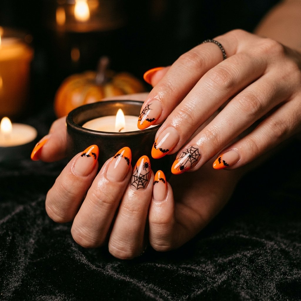 32 Awesome Orange French Tip Nails: The Only Inspo List You Need 26 Halloween Orange French Tip Nails