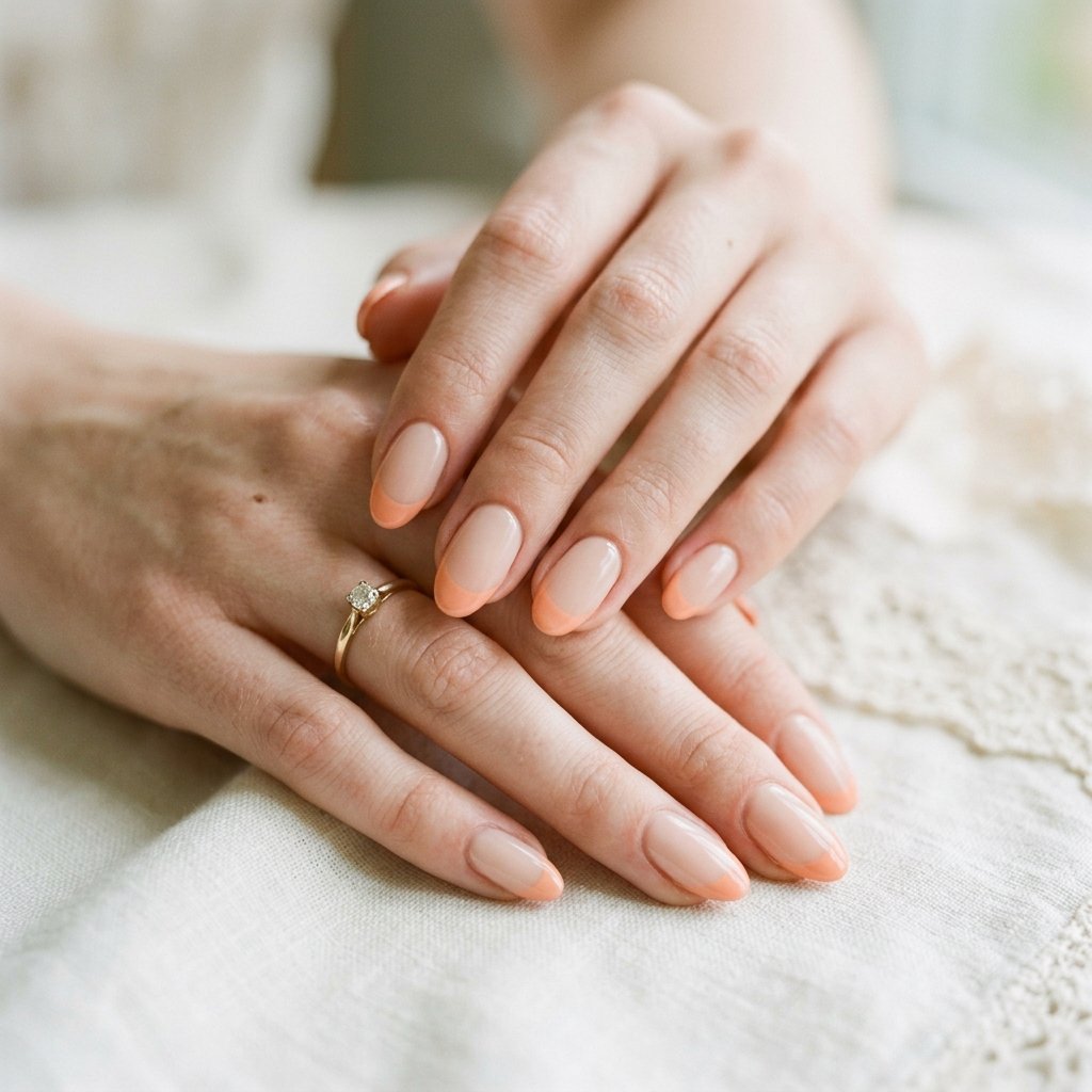 32 Awesome Orange French Tip Nails: The Only Inspo List You Need 17 Soft Orange French Tip Nails