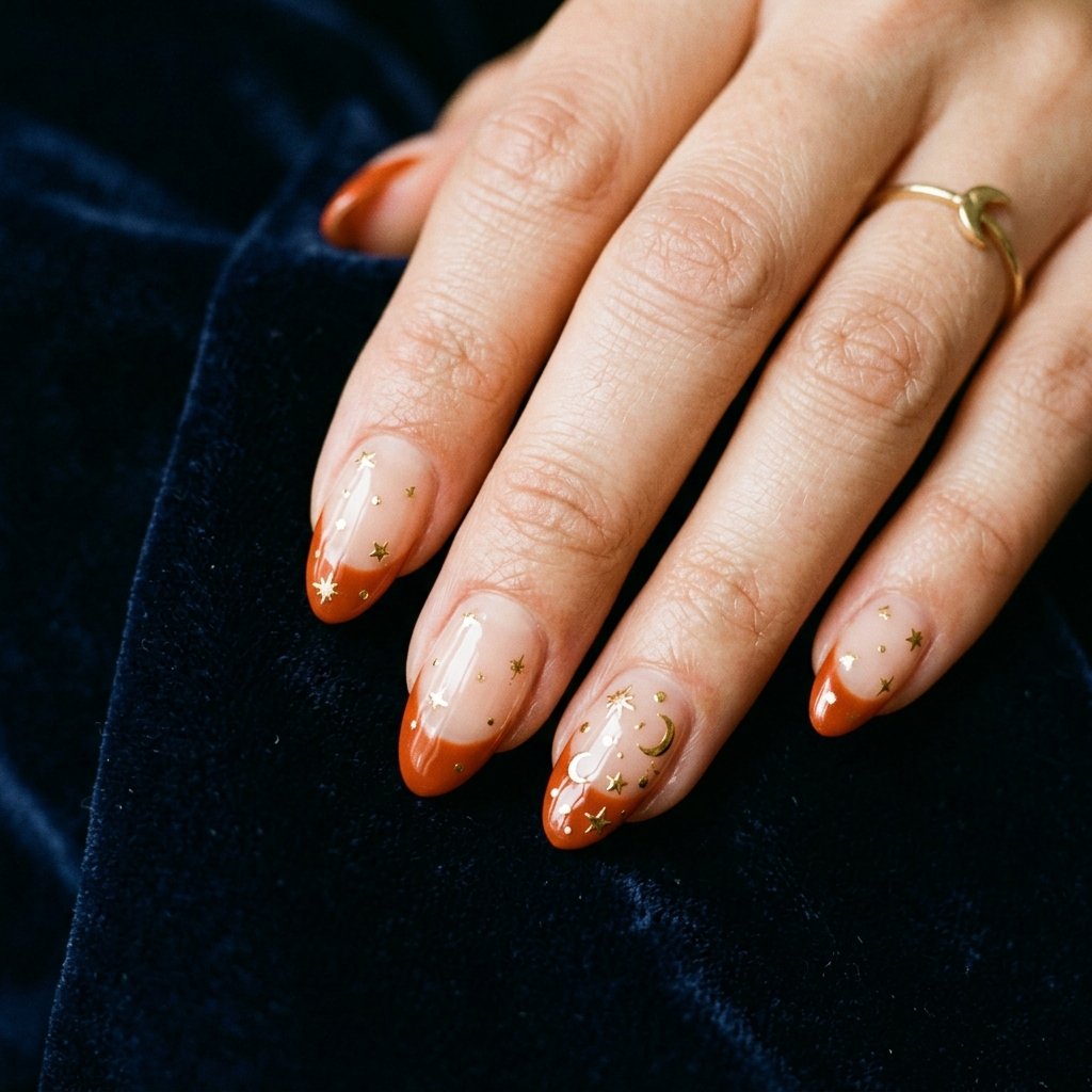 32 Awesome Orange French Tip Nails: The Only Inspo List You Need 31 Orange French Tip Nails With Stars