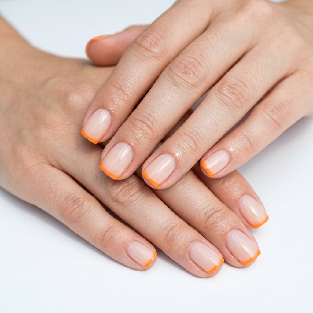 32 Awesome Orange French Tip Nails: The Only Inspo List You Need 22 Orange French Tip Short Nails