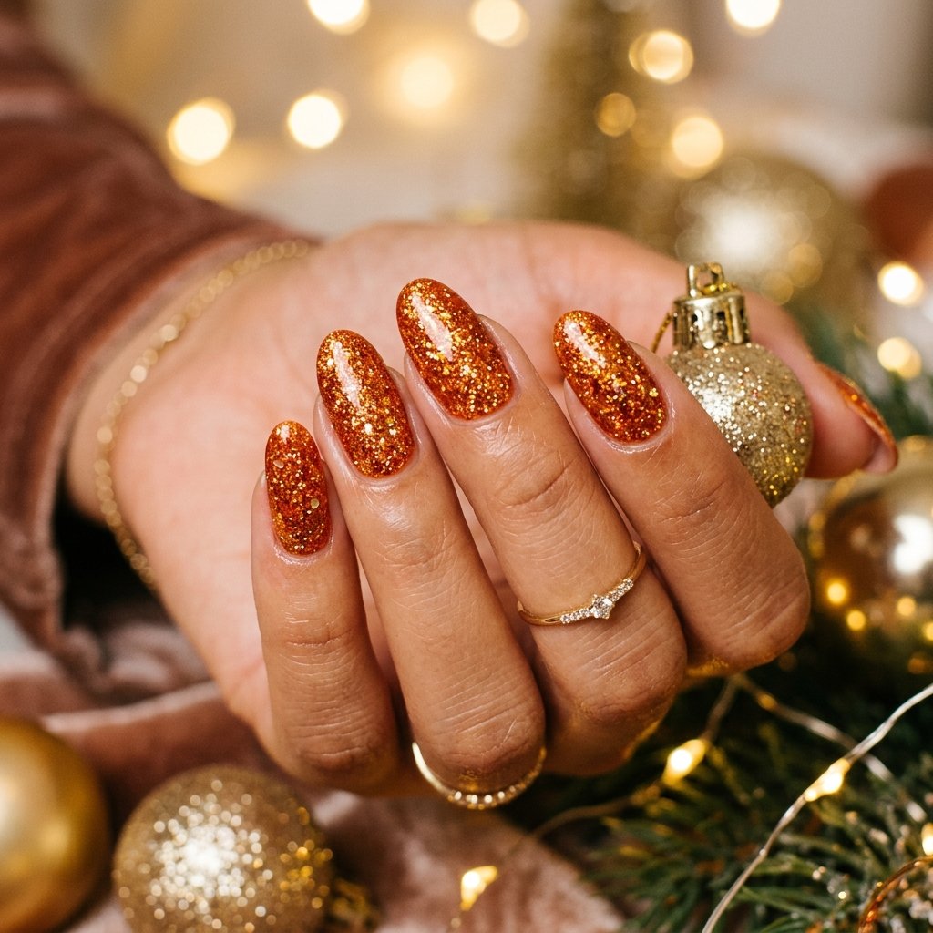 35 Modern Orange Fall Nails Ideas From Rust to Pumpkin 31 Orange Glitter Nail Ideas