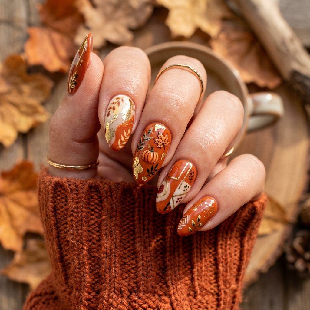 35 Modern Orange Fall Nails Ideas From Rust to Pumpkin 13 Orange Nail Art Ideas